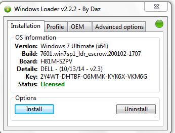 فعال ساز Windows 7 Loader نسخه 2.2.2